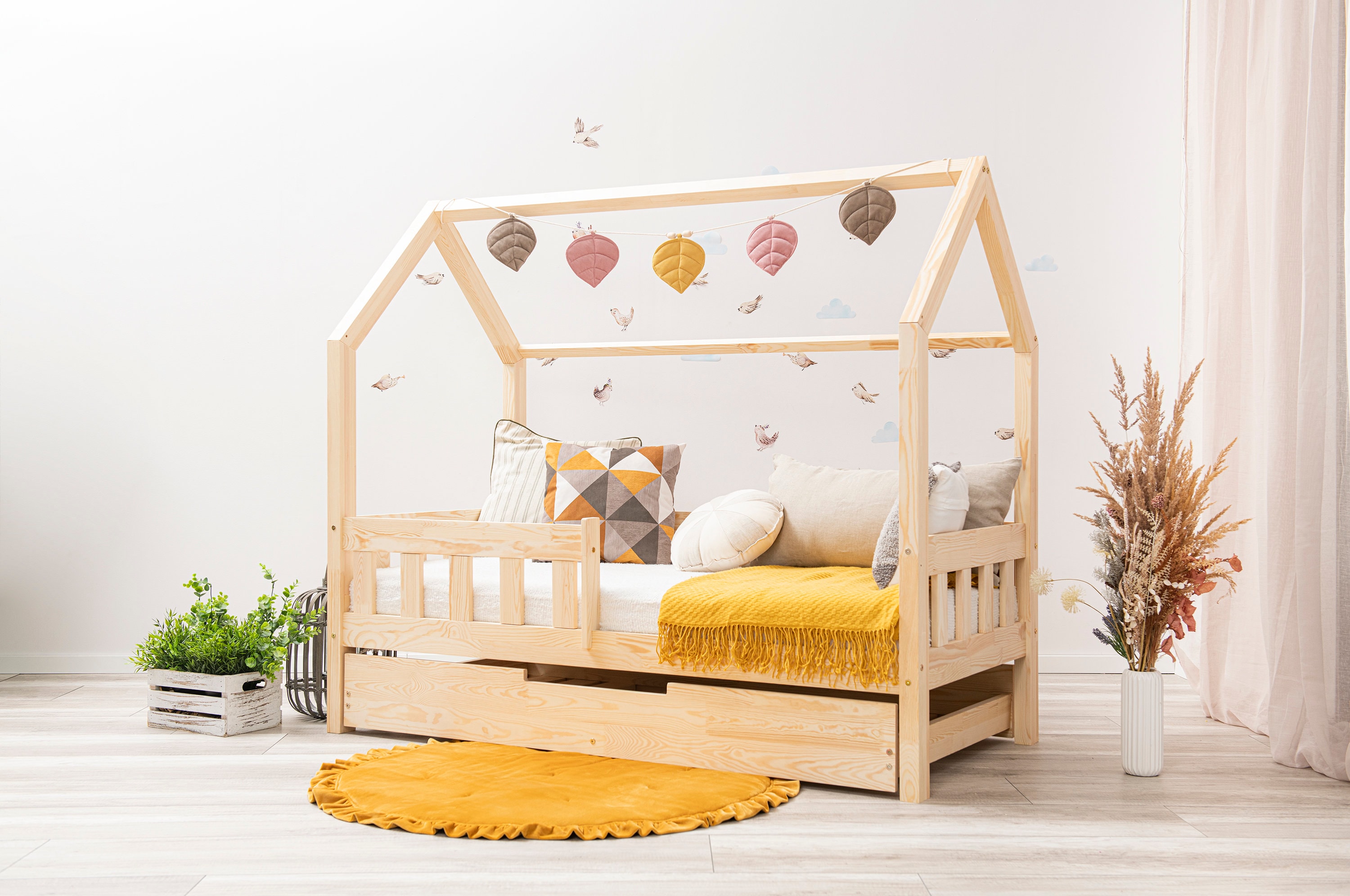 House Bed Cot With Railing Lit Cabane Pipit 