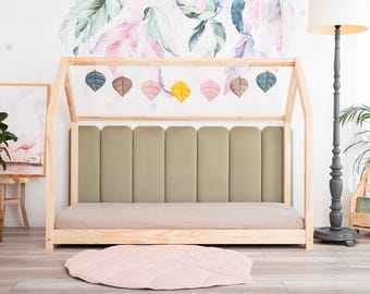 Paneles de pared de terciopelo suave para niños: cabecero de rayas suaves, decoración de habitación de inspiración Montessori
