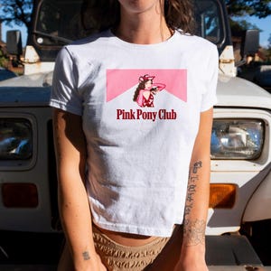 Chappell Roan Pink Pony Club Baby Tee | Pink Cowboy 90s Baby Tee | Vintage Style Crop Top