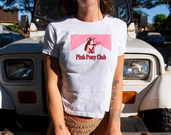 Chappell Roan Pink Pony Club Baby Tee | Pink Cowboy 90s Baby Tee | Vintage Style Crop Top