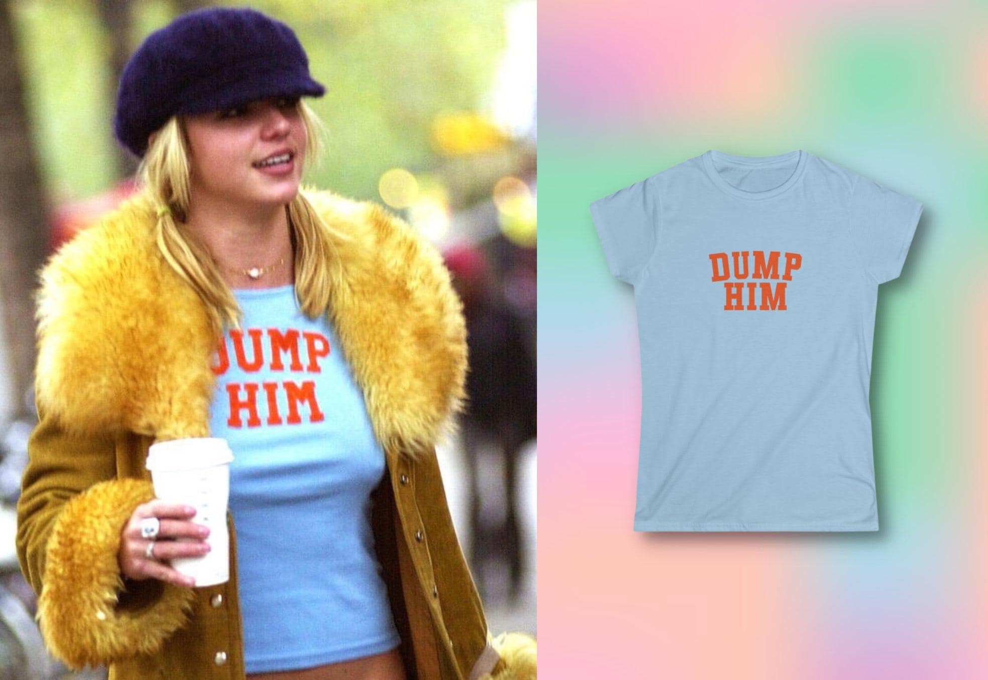 Dump Him Britney Spears Y2K Babydoll Tee | early 2000’s Slogan Tee | 90's Fashion