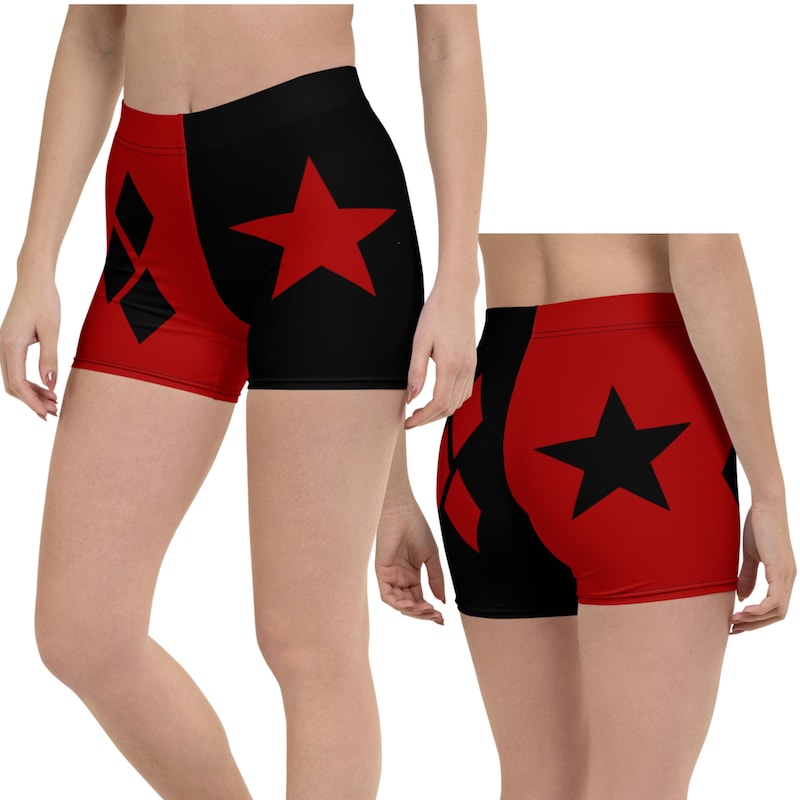 Harley Quinn Costume Shorts For Women - Officially Licensed Cosplay Shorts With Belt, Halloween Costume-914655