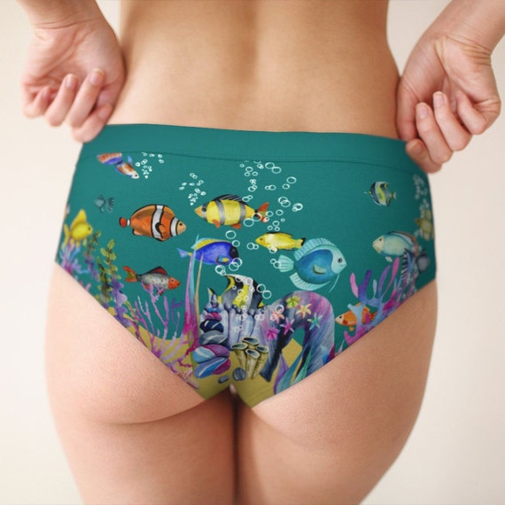 Womens Cheeky Briefs Sea Life Tropical Fish Underwear Knickers