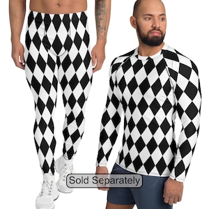 May include: Black and white diamond patterned leggings and long-sleeve shirt. "Sold Separately" text is visible in the image.