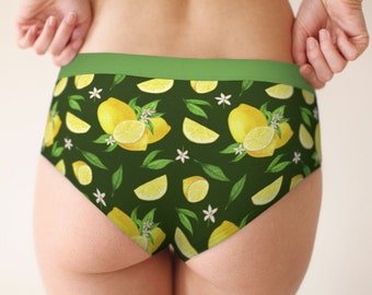 Cheeky Briefs Lemon Fruit Pattern | Sizes XS-XL | Hipster Briefs Womens Underwear | Panties | Knickers | P11