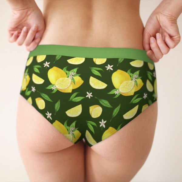 Cheeky Briefs Lemon Fruit Pattern | Sizes XS-XL | Hipster Briefs Womens Underwear | Panties | Knickers | P11