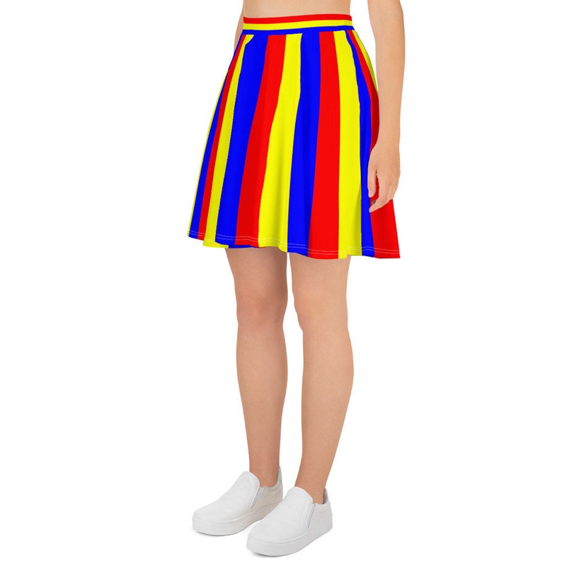 Primary Color Striped Skater Skirt
