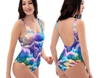 Maillot de bain une pièce nuages colorés, maillots de bain design abstrait, maillot de bain grande taille tailles XS-3XL, mode plage pour femmes