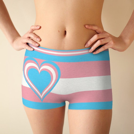 Womens Boyshorts Transgender Flag With Heart, LGBTQ Pride Hipsters