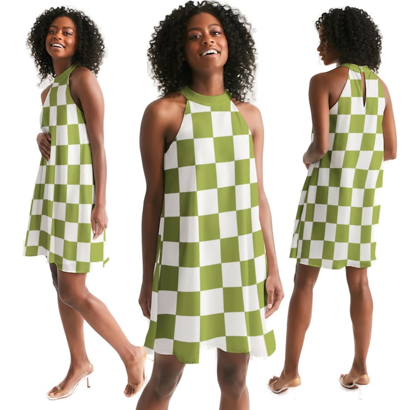 PENNI DRESS - WHITE/GREEN