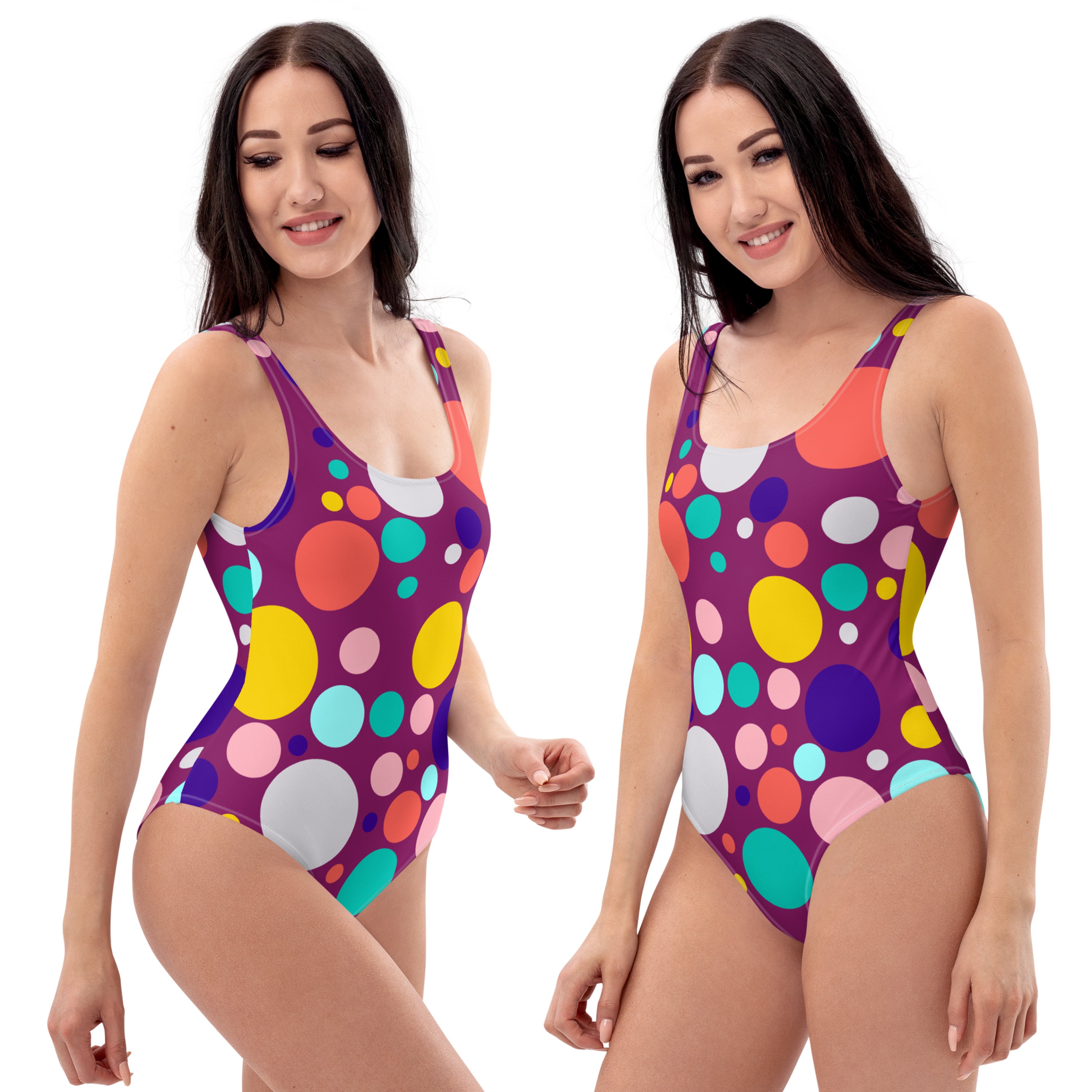 Purple One-piece Swimsuit Dot Spot Swimsuit Plus Size - Etsy