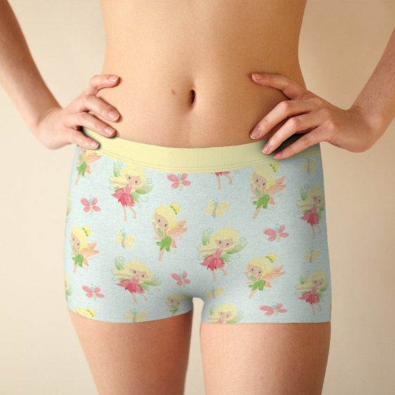 Womens Boyshorts, Butterfly Girl Pattern Briefs, Sizes XS-XL