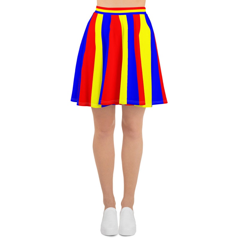 Primary Color Striped Skater Skirt