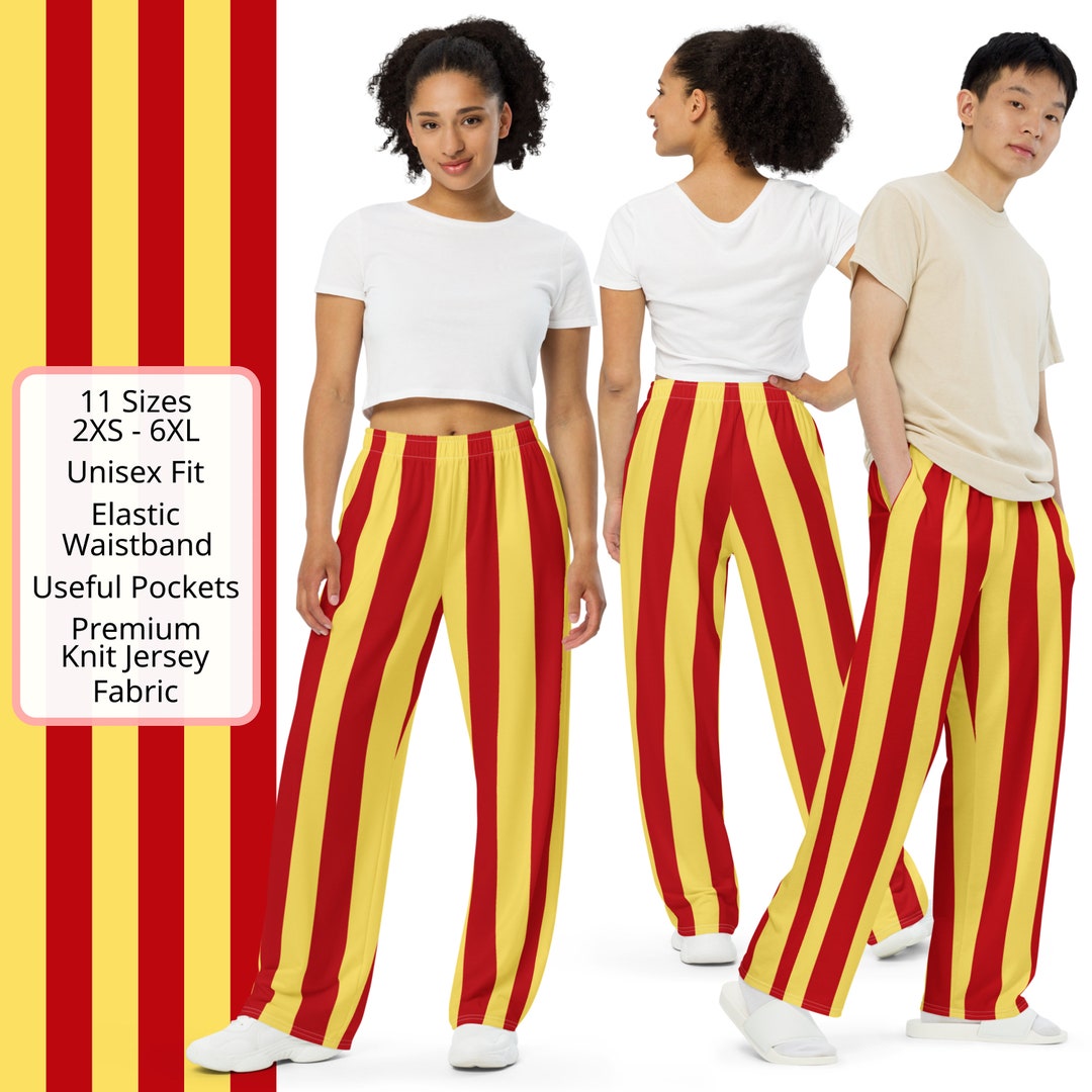 Carnival Circus Striped Unisex Wide Leg Pants Trousers. Sizes 2XS
