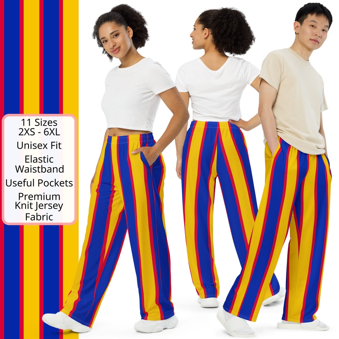 Swiss Vatican Guard Unisex Wide Leg Pants, Striped Pants Trousers