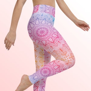 Mandala Leggings, Yoga Pants, Colorful Patterned High Waist Women's Leggings, Sizes XS-XL, Gym Clothing, Activewear, P15