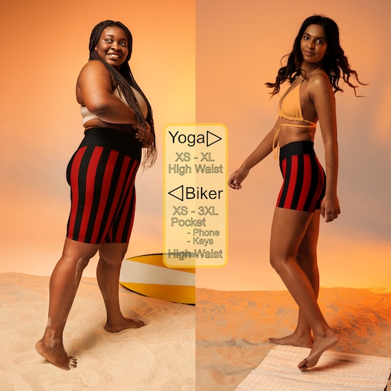 Striped Shorts, Black Red Shorts, Women's Yoga Shorts or Biker Shorts,  Pirate Cosplay Costume - Etsy