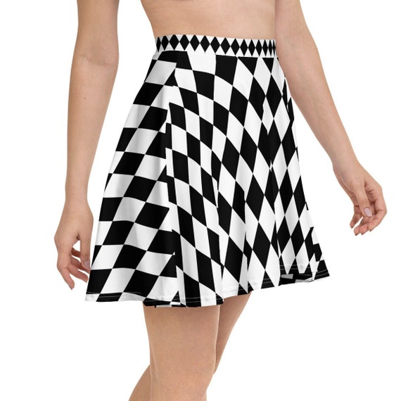 Black and white flare skirt hot sale