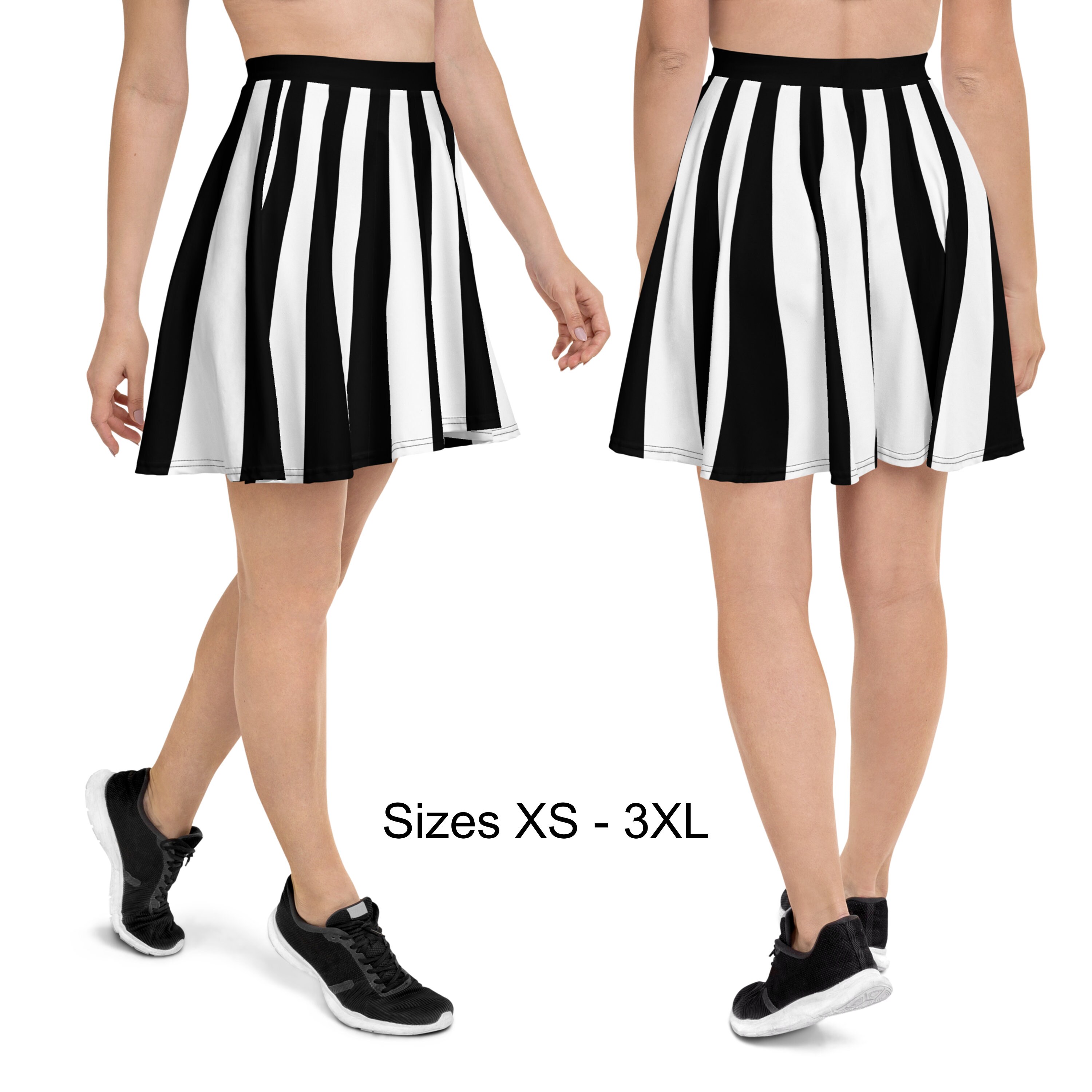 Black and White Skirt Monochrome Skater Skirt Striped Skirt sizes XS 3XL Etsy UK