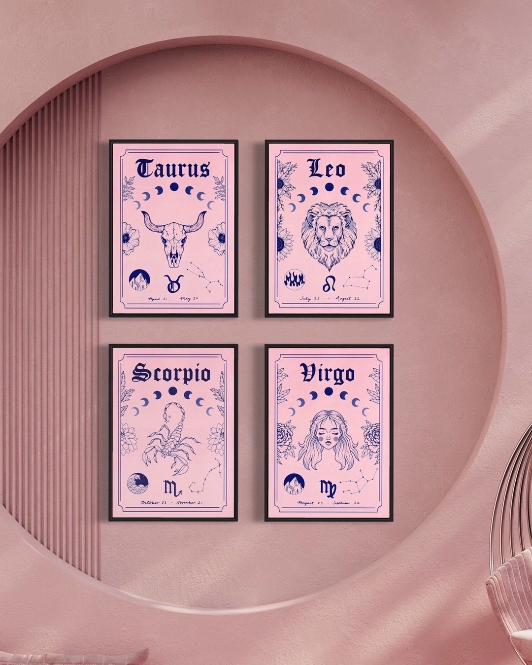 Astrology Poster Constellation Wall Art Zodiac Horoscope Etsy