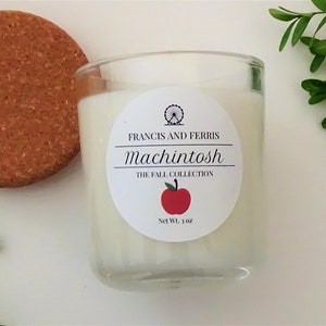 Macintosh, Fall Candles, Soy Candle, Choose Scent, Autumn Candle, Hand Poured, Container Candle, Dye Free, non-Toxic Soy Wax Candle