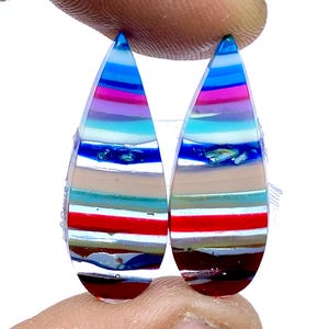 Beautiful Surfite Earing Pair Cabochon... California Surfite Matching Pair Gemstone...Pear Shape Cabochon...29x11x3mm...8Ct