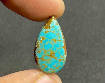 Number 8 Turquoise Cabochon: Eight Number Turquoise Gemstone, Handmade Pear Gemstone,  13Ct (23x13x6mm)
