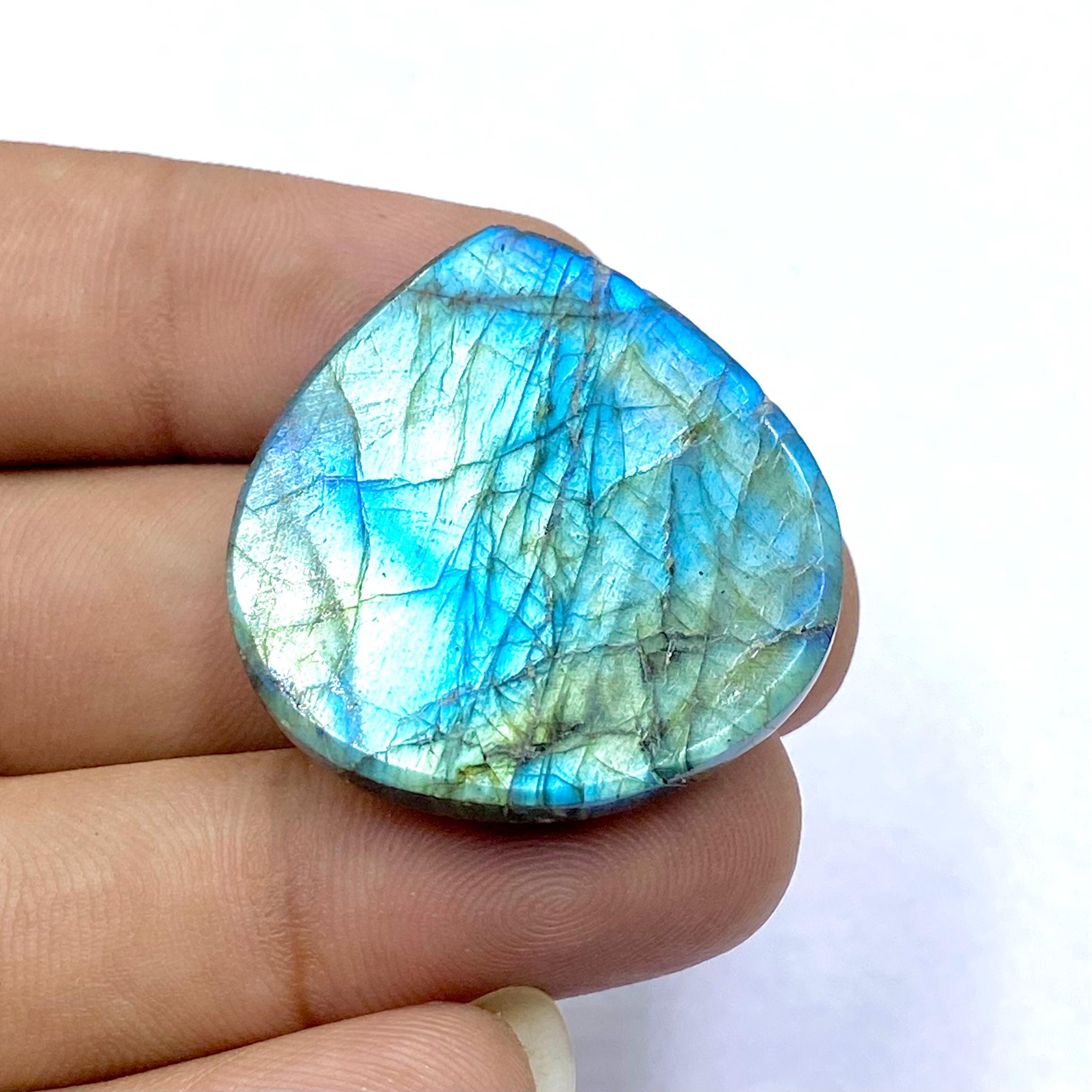 AAA Heart Labradorite Cabochon - Multi Fire Gemstone (32x30x7mm 
