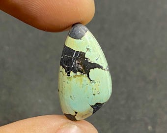 Natural Black Jack Turquoise Cabochon - Nevada  Black Jack Turquoise  - Tumbled Shape Polished Turquoise - 24x13x5mm - 11.5Ct