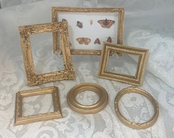 Ornate Miniature Plaster Handmade Frames, SET OF 6, Craft or Dollshouse, Choice of Colours