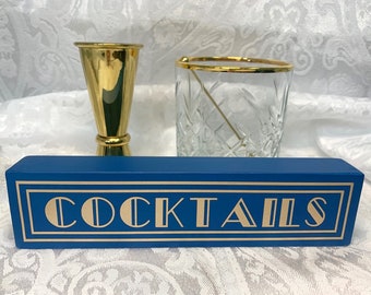 Small Wooden Cocktails Sign, Choice of Colours, Can be Personalised