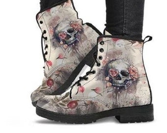 Winter Skull Boots | Skull | PU Leather | Ankle Boots | Womens Shoes | Jack Skellington