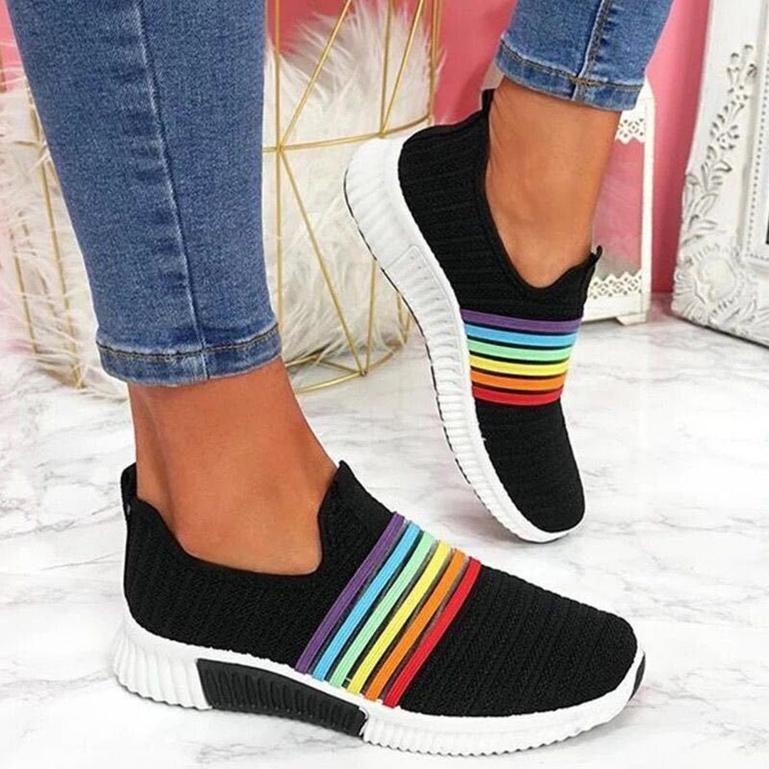 Pride Rainbow Casual Slip-on Stretch Trainers - Etsy UK