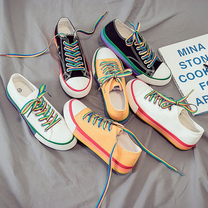 Pride Rainbow Mix Converse Style Vans Style Low Top | Etsy UK