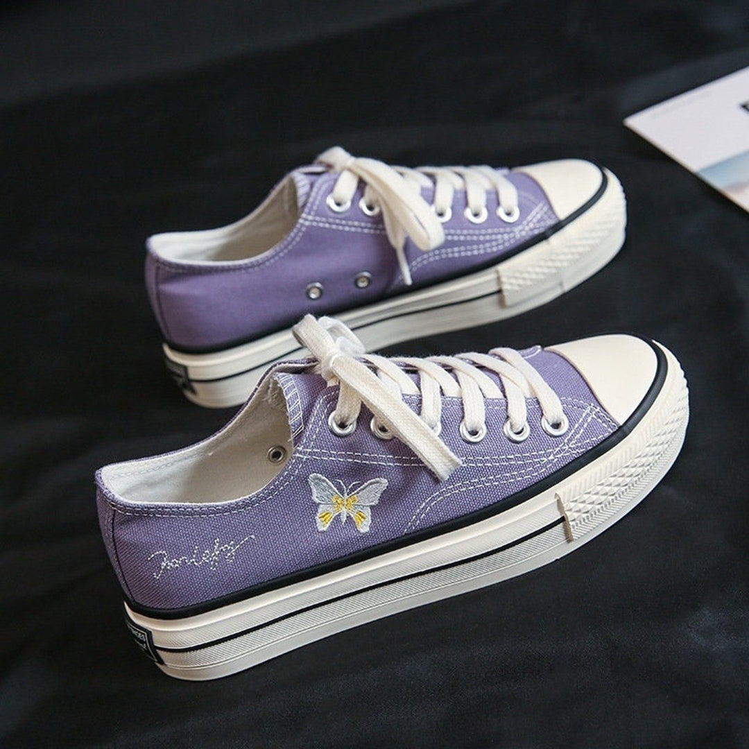 Embroidered Butterfly Converse Style Vans Style Sneakers - Etsy UK