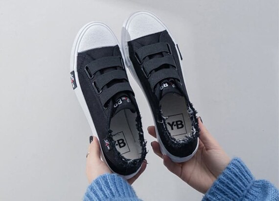 Effektivt hinanden kompensation Frayed Slip-on Converse Style Vans Style Sneakers - Etsy