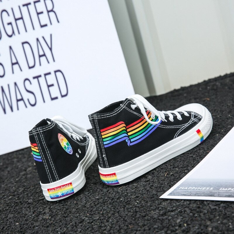 Pride Rainbow LGBTQ High Tops White - Etsy