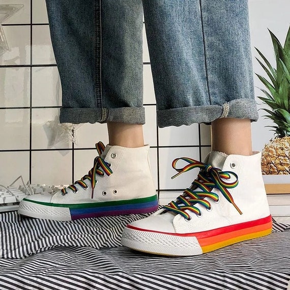 Pride Mix Rainbow Converse Style Vans Style High Top - Etsy Ireland