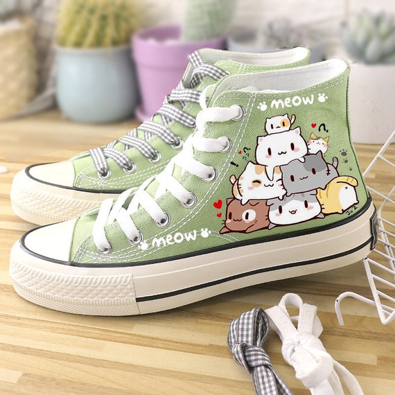 Cat Top Converse Sneakers Meow - Etsy Canada