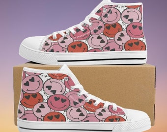 Emoji LOVE High Tops | Converse Style Sneakers | Gift for Her | Womens Shoes | Valentines Gift