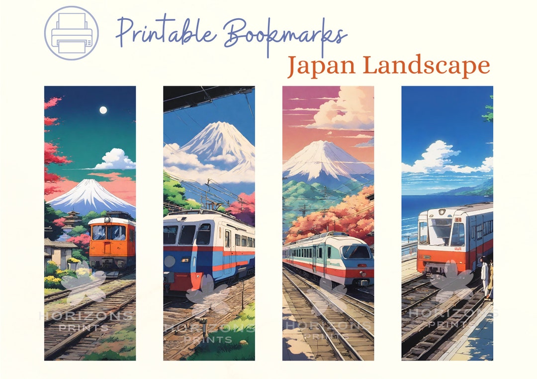 Printable Bookmarks, Japanese Bookmark, Japan Train, Bookmark PNG, Book