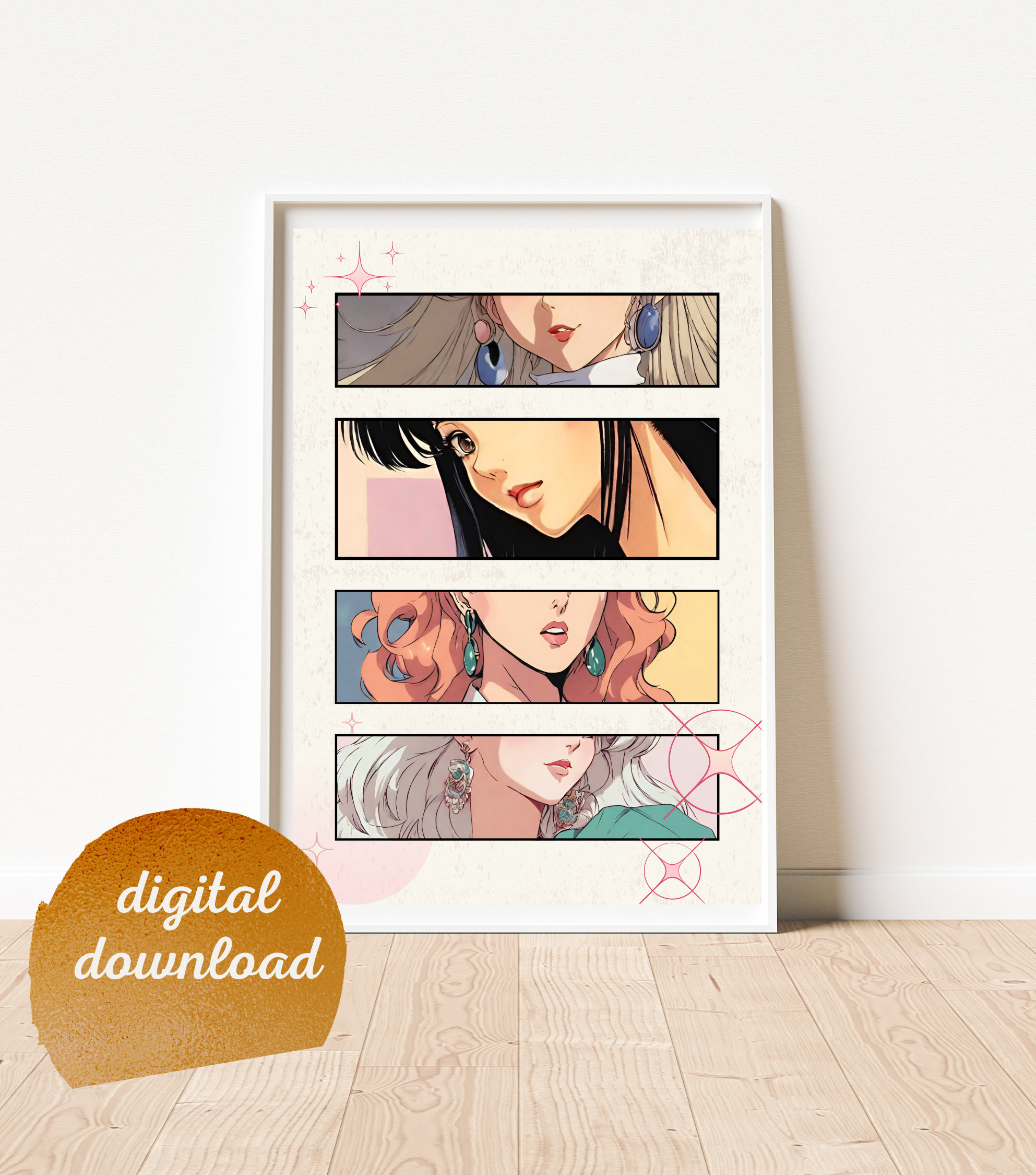 Power Girls Print 90s Retro Anime Cartoon Art as Wall Art 