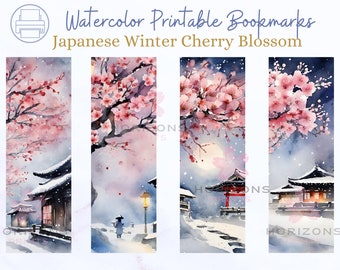 Watercolor Printable Bookmarks, DIY Bookmark, Cherry Blossom, DIY Stationery, Unique Bookmark, PNG, Japanese Gifts, Wildflower Bookmark