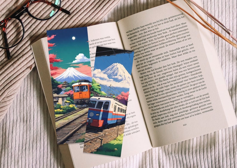Printable Bookmarks, Japanese Bookmark, Japan Train, Bookmark PNG, Book