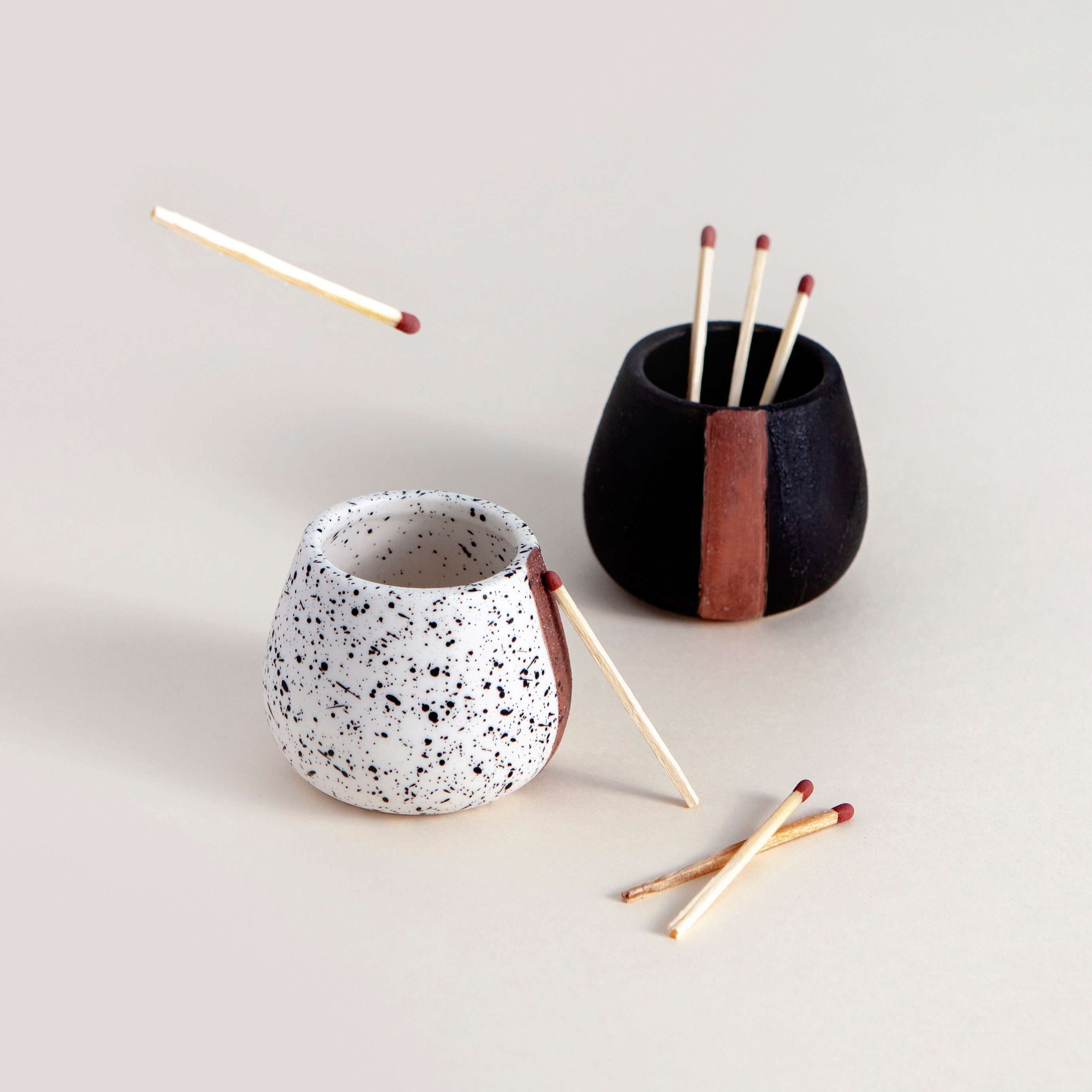 Ceramic Match Holder With Striker Set of 2 Pottery Gifts Etsy