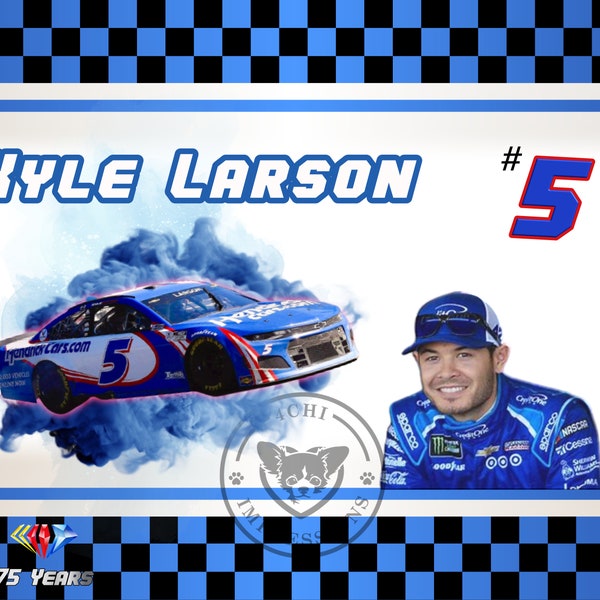 Kyle Larson Nascar's 75th Anniverary sublimation design for tumblers & shirts, PNG, High Res,  Stock Car Racing has grown up
