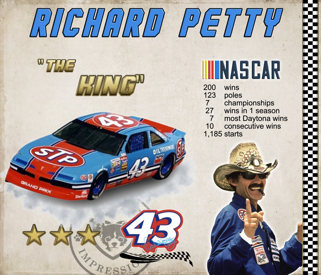 Richard Petty the King of Nascar Drivers Sublimation Digital Design for