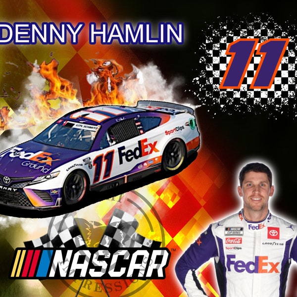 Denny Hamlin - NASCAR driver - sublimation digital wrap / design for tumblers - PNG / JPEG - High Res - Racing