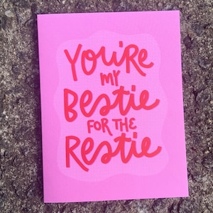 Beste voor de restjes | Beste vriendkaart | BFF, Galentine's Day, bruidsmeisje, feestkaart | Kaart voor vrienden, Bestie Card | Roze kaart