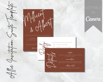 Allie uitnodigingssuite sjabloon | Downloadbare Canva-sjabloon | Bewerkbare Canva-sjabloon | Terracotta huwelijksuitnodiging | Minimalistische bruiloft